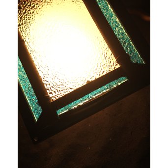 ダイア水色ガラス 竹細工銅門灯カバー 4個1組　A1970Y 