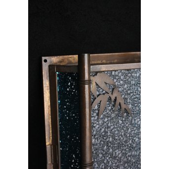 ダイア水色ガラス 竹細工銅門灯カバー 4個1組　A1970Y 