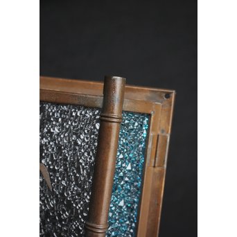 ダイア水色ガラス 竹細工銅門灯カバー 4個1組　A1970Y 