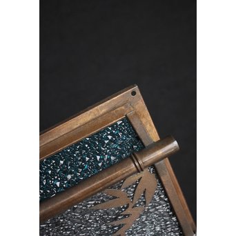 ダイア水色ガラス 竹細工銅門灯カバー 4個1組　A1970Y 