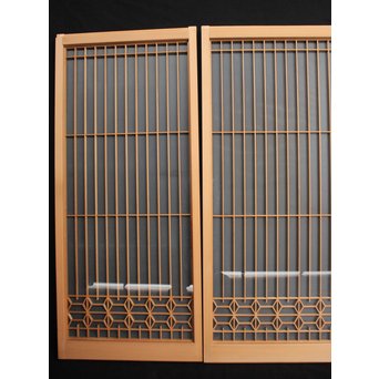 白木組子書院 ガラス両面 4枚1組　R2517 