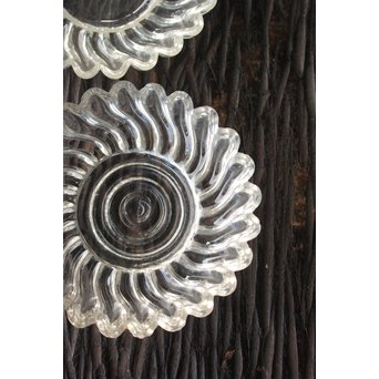 渦巻プレスガラスの茶托/小皿 11枚1組　Y020 