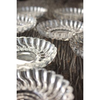 渦巻プレスガラスの茶托/小皿 11枚1組　Y020 