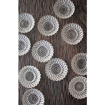 渦巻プレスガラスの茶托/小皿 11枚1組　Y020