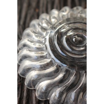 渦巻プレスガラスの茶托/小皿 11枚1組　Y020 