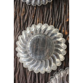 渦巻プレスガラスの茶托/小皿 11枚1組　Y020 