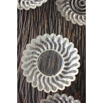 渦巻プレスガラスの茶托/小皿 11枚1組　Y020 