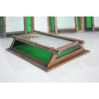 緑色ガラス 竹細工銅門灯カバー 4個1組　A1977Y 