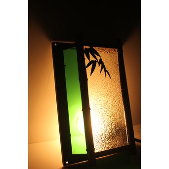 緑色ガラス 竹細工銅門灯カバー 4個1組　A1977Y 