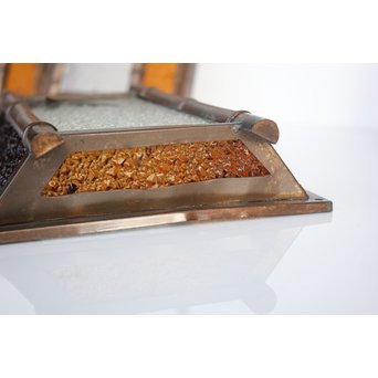 ダイアアンバー色ガラス 竹細工銅門灯カバー 4個1組　A1978 