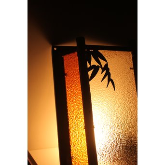 ダイアアンバー色ガラス 竹細工銅門灯カバー 4個1組　A1978 