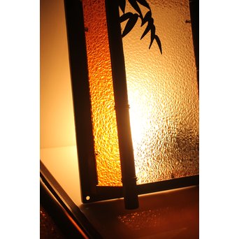 ダイアアンバー色ガラス 竹細工銅門灯カバー 4個1組　A1978 