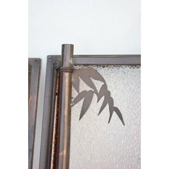 ダイアアンバー色ガラス 竹細工銅門灯カバー 4個1組　A1978 