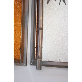 ダイアアンバー色ガラス 竹細工銅門灯カバー 4個1組　A1978 