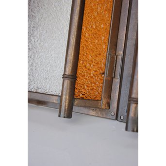 ダイアアンバー色ガラス 竹細工銅門灯カバー 4個1組　A1978 