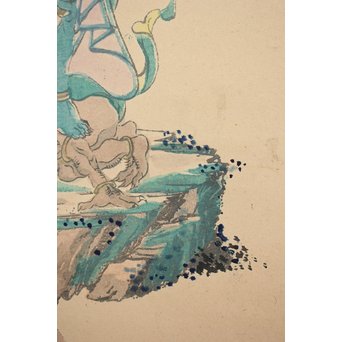 仏画 青面金剛像 木版掛軸　Z197 