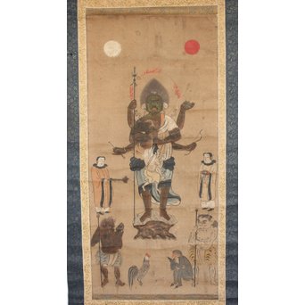 仏画 青面金剛像 掛軸　Z198