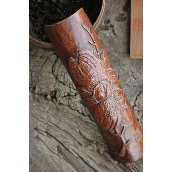 玉楮象谷 竹彫 狭貫彫茶媒 仏手柑茶合　U085 