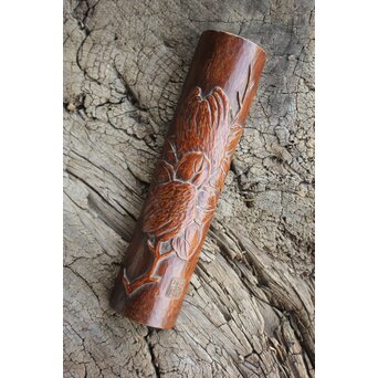 玉楮象谷 竹彫 狭貫彫茶媒 仏手柑茶合　U085 