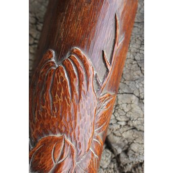 玉楮象谷 竹彫 狭貫彫茶媒 仏手柑茶合　U085 