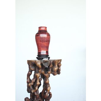 乾隆ガラス風 練上硝子花瓶　Y021 