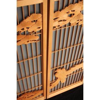 鷹松木彫 書院 2枚1組　R2528 