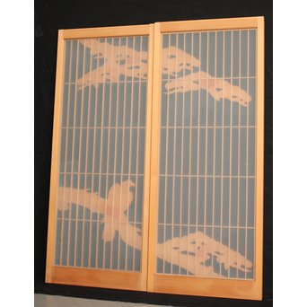 鷹松木彫 書院 2枚1組　R2528 