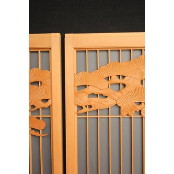 鷹松木彫 書院 2枚1組　R2528 