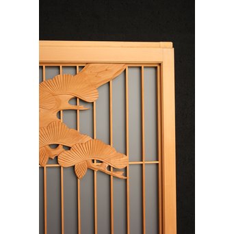 鷹松木彫 書院 2枚1組　R2528 