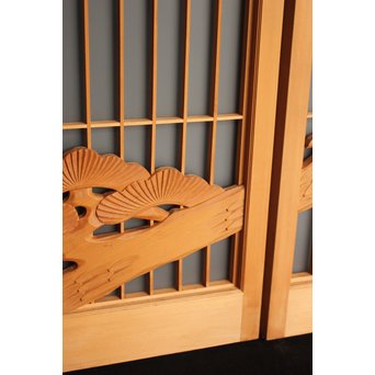 鷹松木彫 書院 2枚1組　R2528 