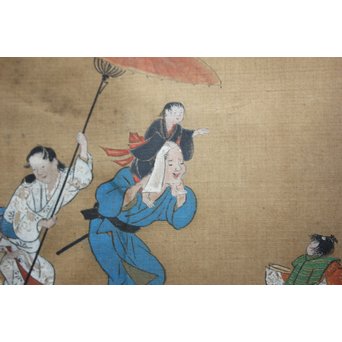 古絵巻 まくり 風俗画　Z200 