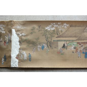 古絵巻 まくり 風俗画　Z200 