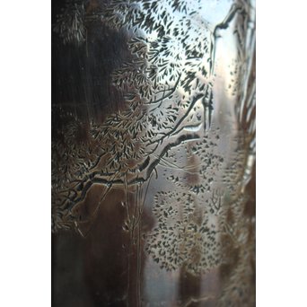 香川勝廣 片切彫純銀花瓶　M178 