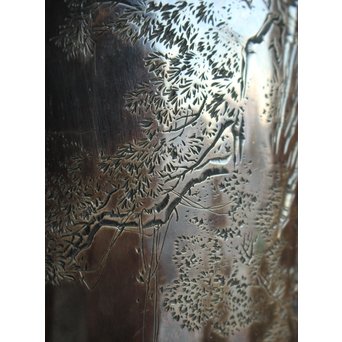 香川勝廣 片切彫純銀花瓶　M178 