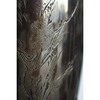 香川勝廣 片切彫純銀花瓶　M178 