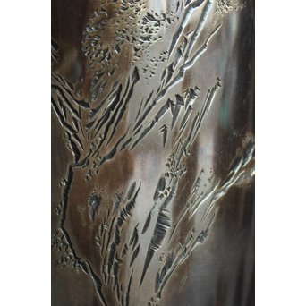 香川勝廣 片切彫純銀花瓶　M178 