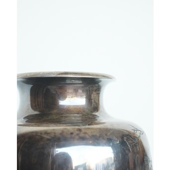 香川勝廣 片切彫純銀花瓶　M178 