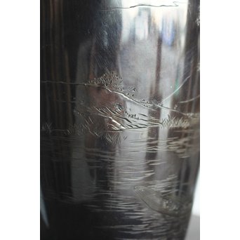 香川勝廣 片切彫純銀花瓶　M178 