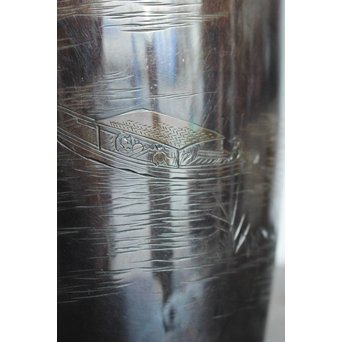 香川勝廣 片切彫純銀花瓶　M178 