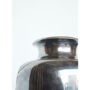 香川勝廣 片切彫純銀花瓶　M178 