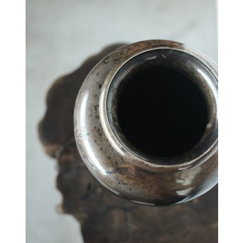 香川勝廣 片切彫純銀花瓶　M178 