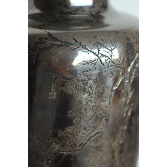 香川勝廣 片切彫純銀花瓶　M178 