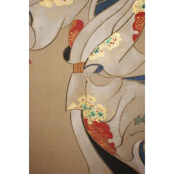 倣 岩佐又兵衛 風俗画 絹本掛軸3幅対　Z201 