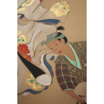 倣 岩佐又兵衛 風俗画 絹本掛軸3幅対　Z201 