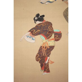 倣 岩佐又兵衛 風俗画 絹本掛軸3幅対　Z201 