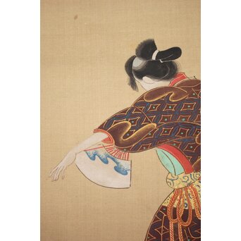 倣 岩佐又兵衛 風俗画 絹本掛軸3幅対　Z201 