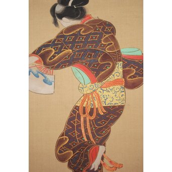 倣 岩佐又兵衛 風俗画 絹本掛軸3幅対　Z201 