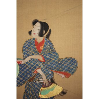 倣 岩佐又兵衛 風俗画 絹本掛軸3幅対　Z201 