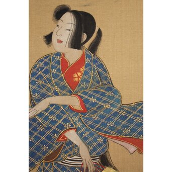 倣 岩佐又兵衛 風俗画 絹本掛軸3幅対　Z201 