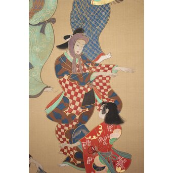 倣 岩佐又兵衛 風俗画 絹本掛軸3幅対　Z201 